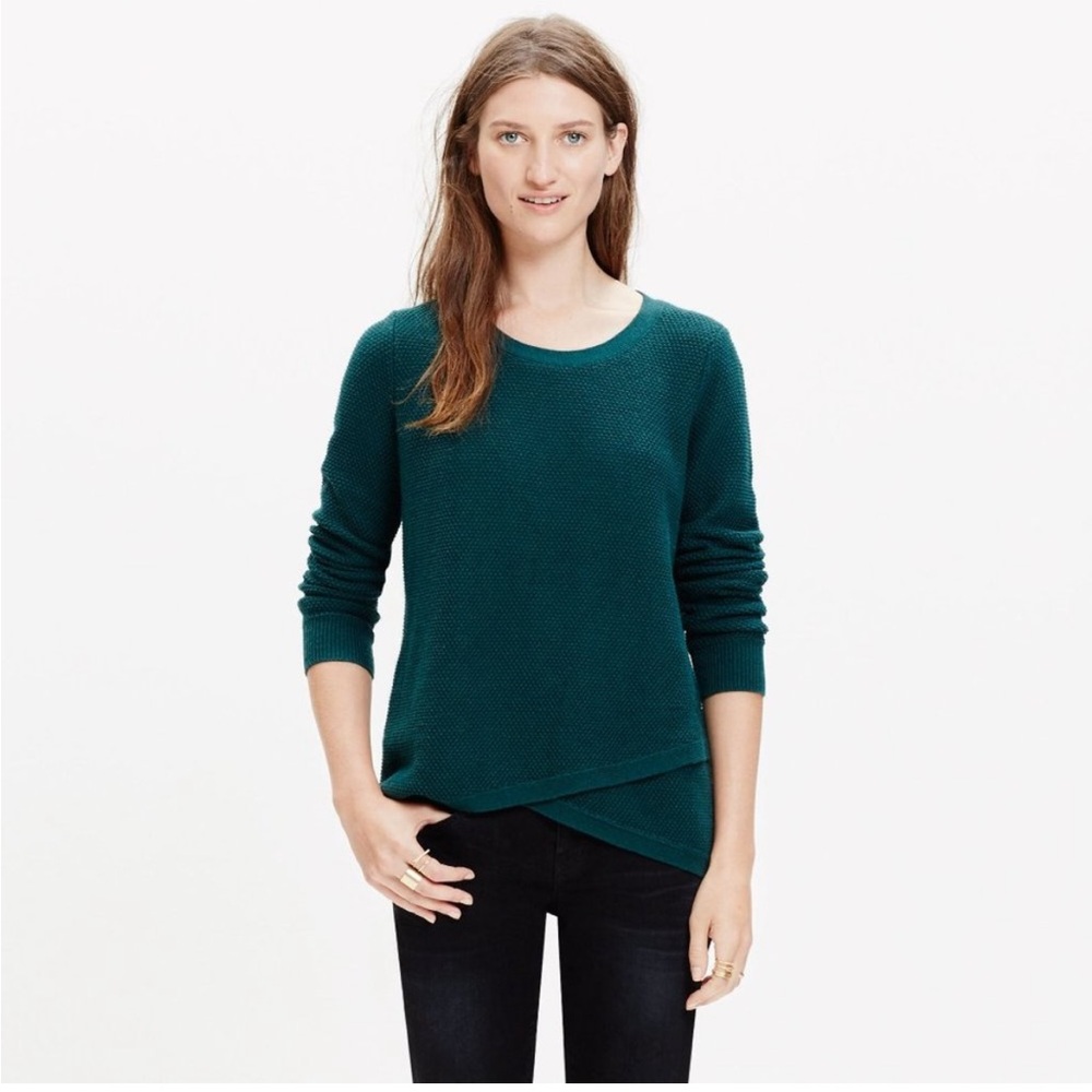 Women’s Teal Textured Crewneck Sweater